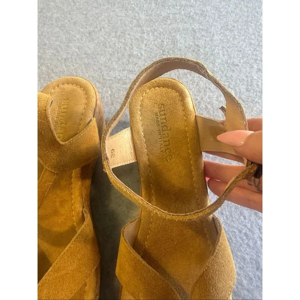 Sundance tan suede wedge sandals 39 - Picture 2 of 9